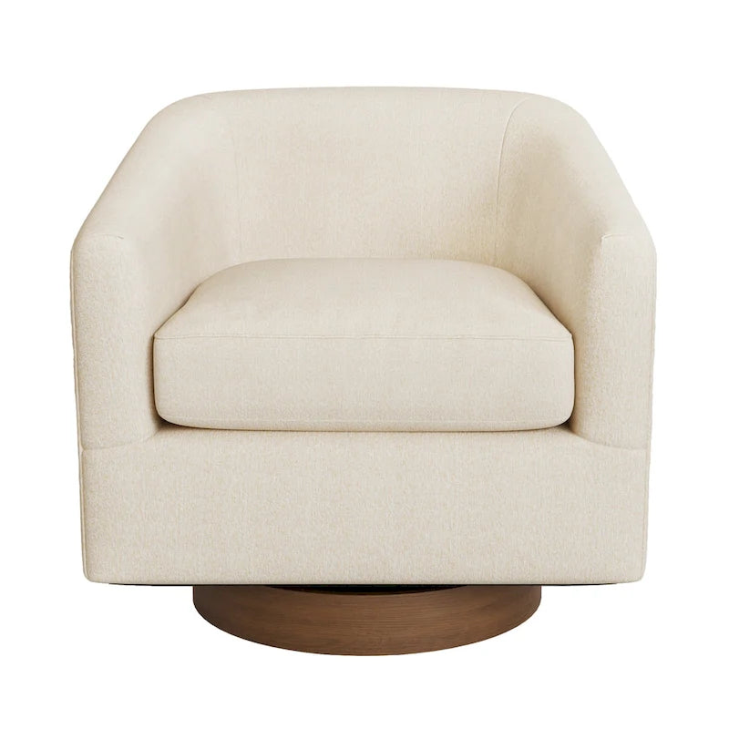 Fauteuil moderne de salon en bois rembourré, pivotant, style tonneau