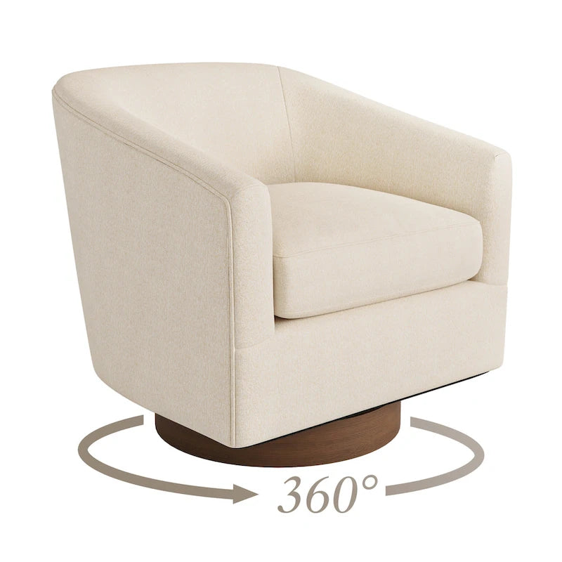 Fauteuil moderne de salon en bois rembourré, pivotant, style tonneau