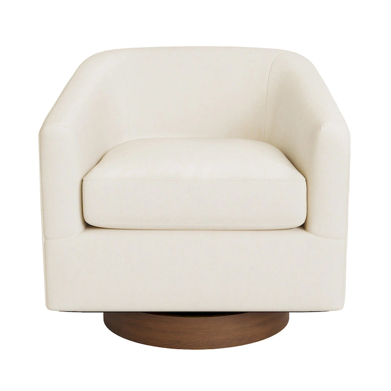 Fauteuil moderne de salon en bois rembourré, pivotant, style tonneau