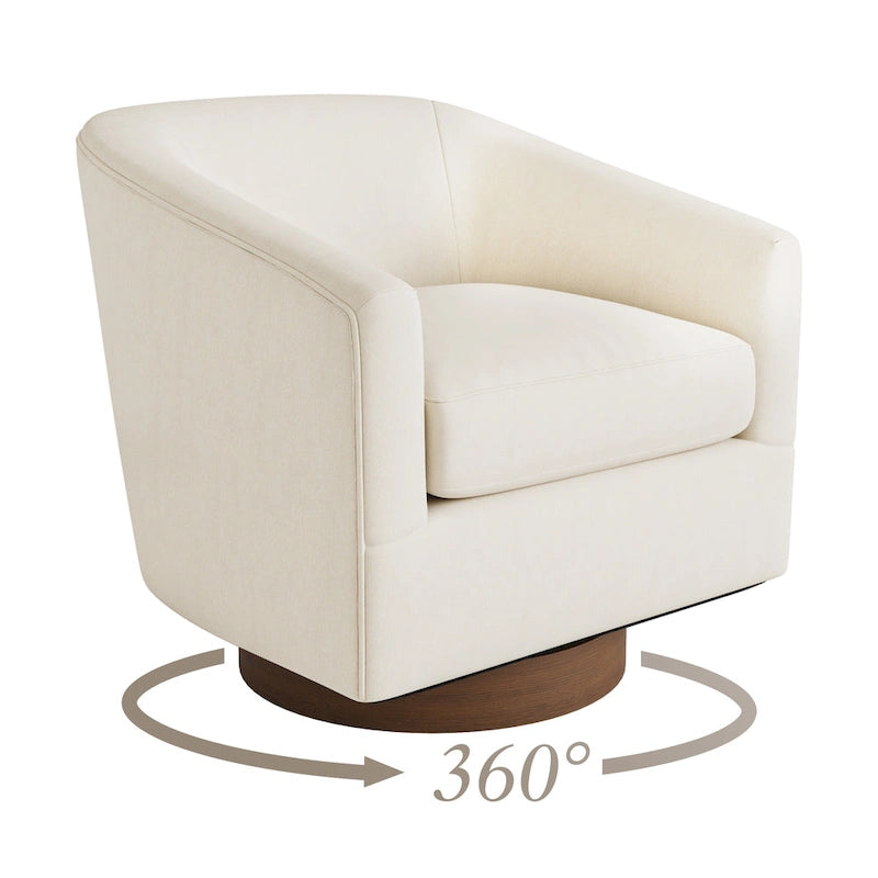Fauteuil moderne de salon en bois rembourré, pivotant, style tonneau