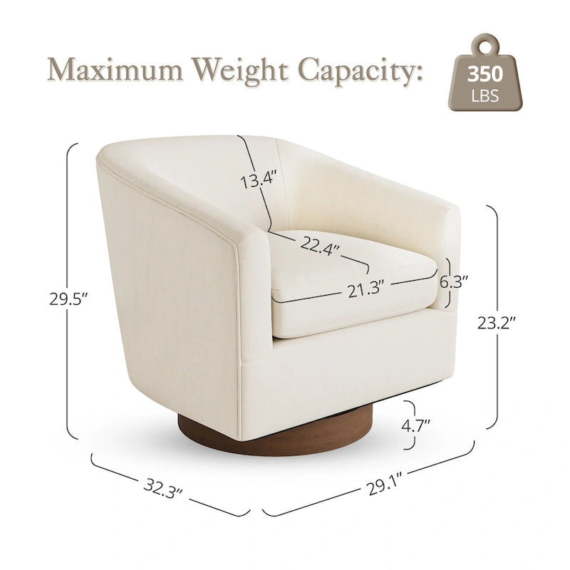 Fauteuil moderne de salon en bois rembourré, pivotant, style tonneau