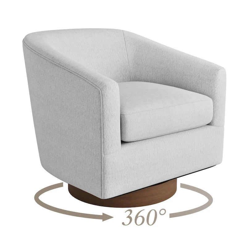 Fauteuil moderne de salon en bois rembourré, pivotant, style tonneau