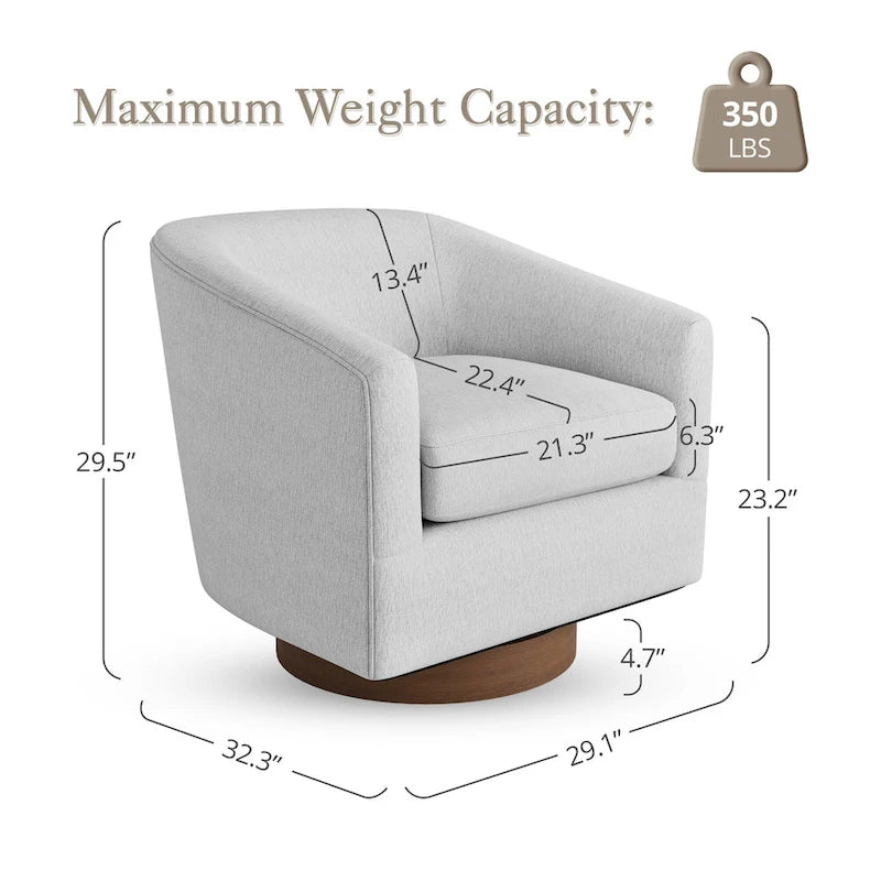 Fauteuil moderne de salon en bois rembourré, pivotant, style tonneau