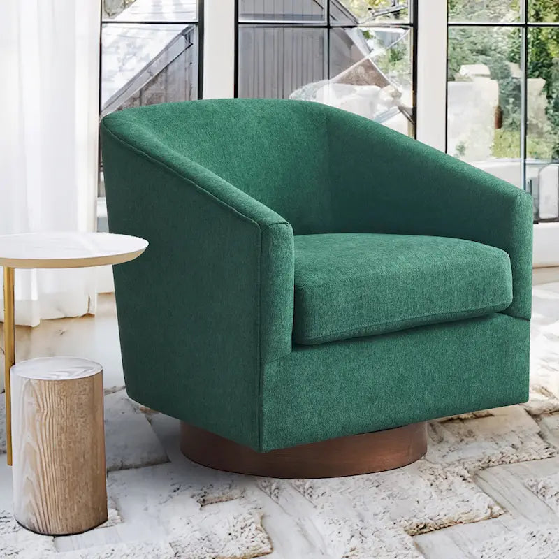 Fauteuil moderne de salon en bois rembourré, pivotant, style tonneau