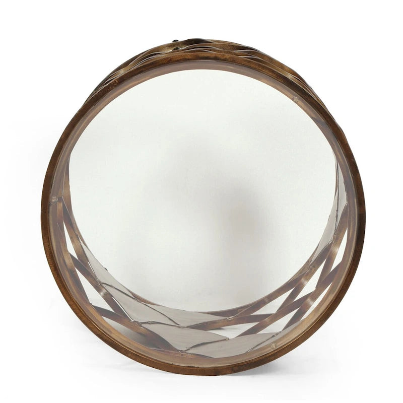 Boho Glam Fish Scale Tempered Glass Top Iron Frame Side Table