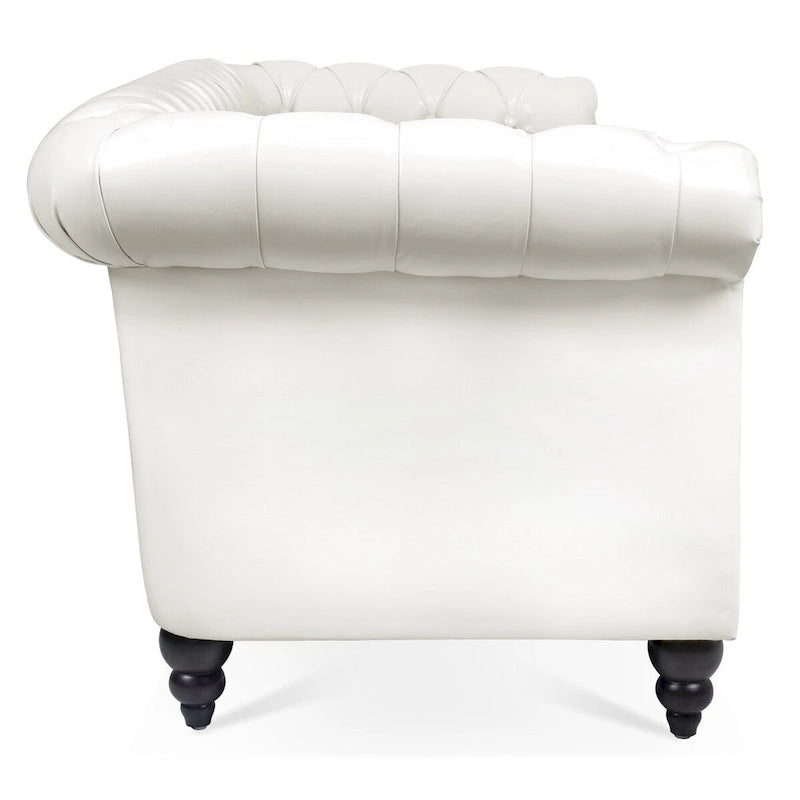 Canapé Chesterfield traditionnel crème 84.65 à 3 places, en similicuir