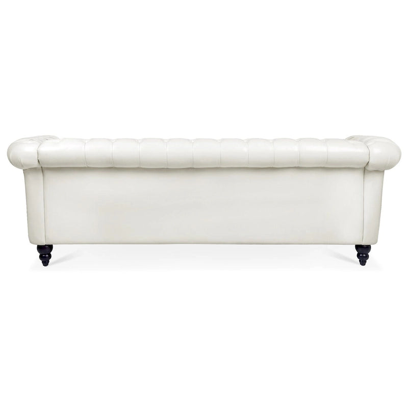 Canapé Chesterfield traditionnel crème 84.65 à 3 places, en similicuir