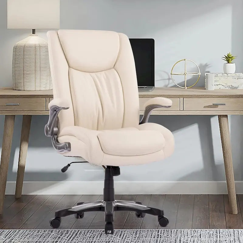 High Back Executive Office Chair Flip-Up Arms Wide Thick Seat Heavy Duty 400LBS