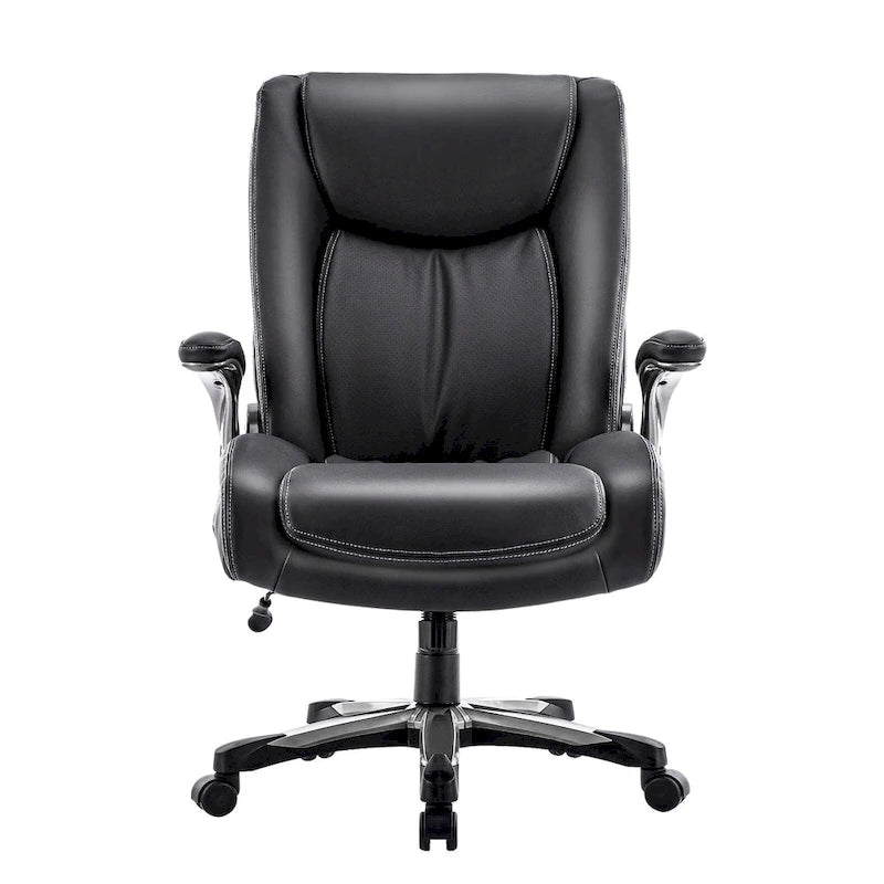 High Back Executive Office Chair Flip-Up Arms Wide Thick Seat Heavy Duty 400LBS
