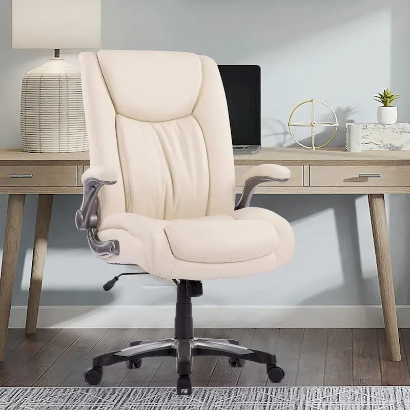 High Back Executive Office Chair Flip-Up Arms Wide Thick Seat Heavy Duty 400LBS