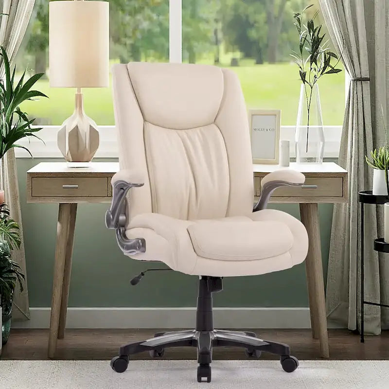 High Back Executive Office Chair Flip-Up Arms Wide Thick Seat Heavy Duty 400LBS
