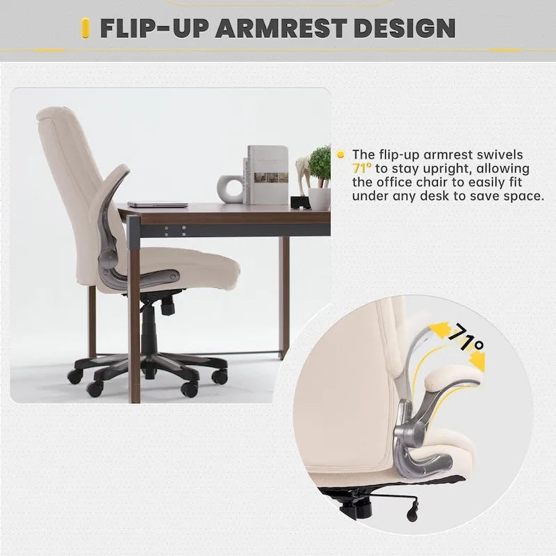 High Back Executive Office Chair Flip-Up Arms Wide Thick Seat Heavy Duty 400LBS