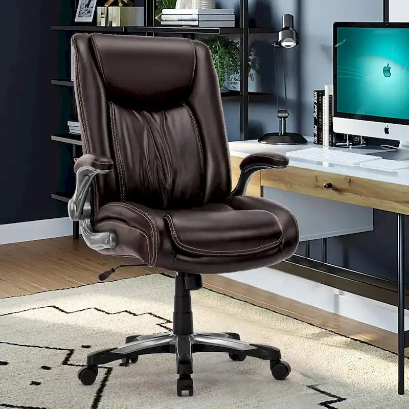 High Back Executive Office Chair Flip-Up Arms Wide Thick Seat Heavy Duty 400LBS