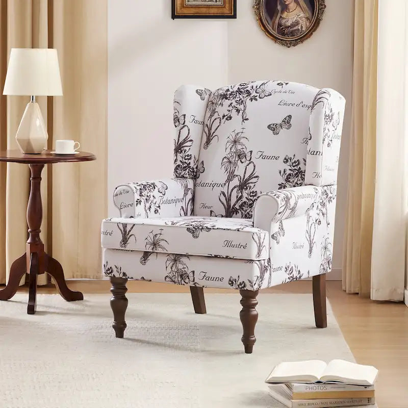 Accent Armchair with Turned Legs Set of 2 Blue/ Beige / Grey