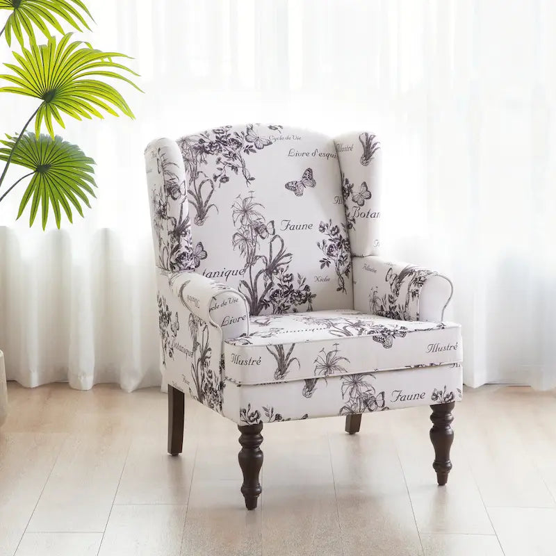 Accent Armchair with Turned Legs Set of 2 Blue/ Beige / Grey