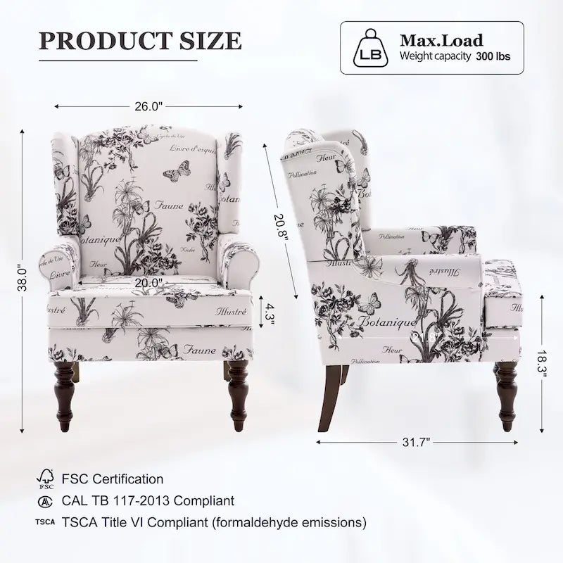 Accent Armchair with Turned Legs Set of 2 Blue/ Beige / Grey