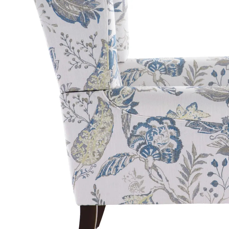 Accent Armchair with Turned Legs Set of 2 Blue/ Beige / Grey