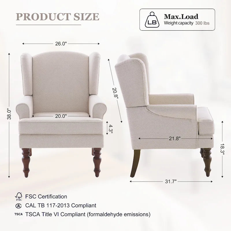 Accent Armchair with Turned Legs Set of 2 Blue/ Beige / Grey