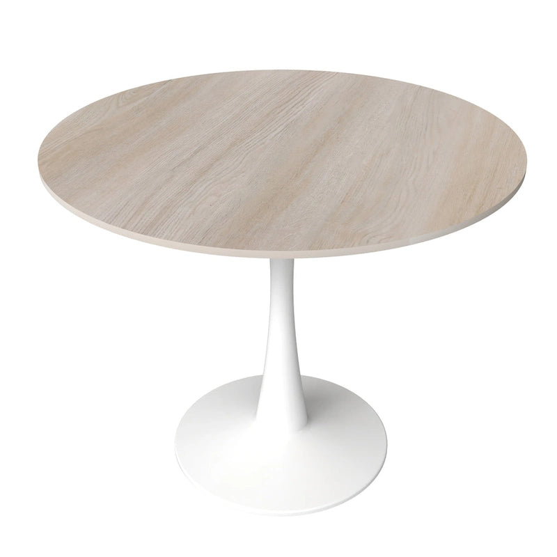 Round Dining Table for 4 with Sintered Stone Tabletop and Pedestal Base