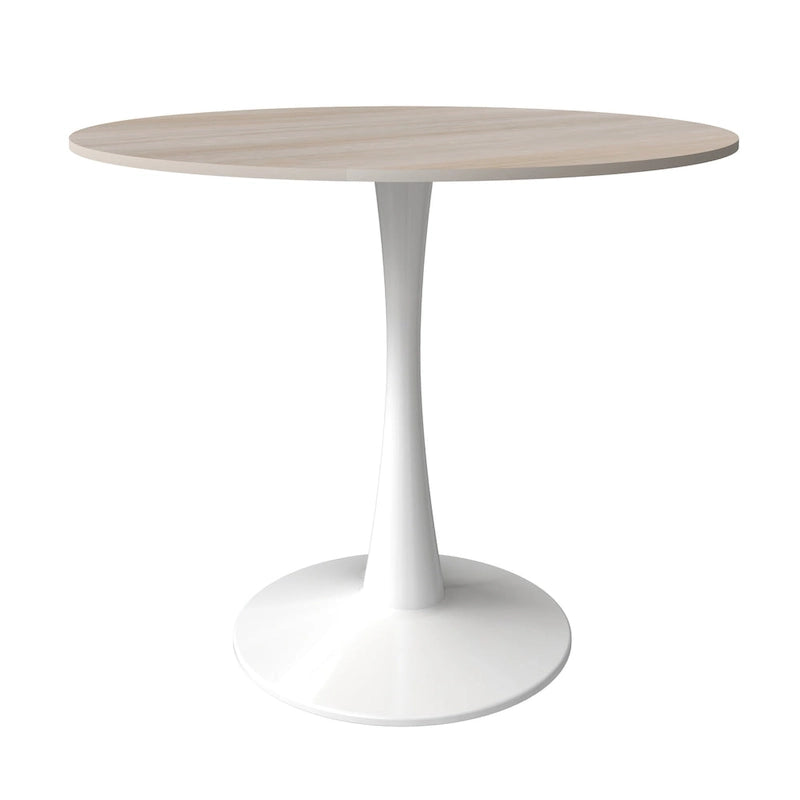 Round Dining Table for 4 with Sintered Stone Tabletop and Pedestal Base