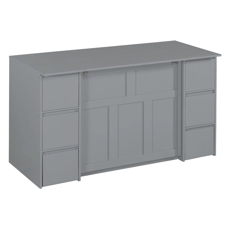 Full Size Murphy Bed with Drawers and High Stools