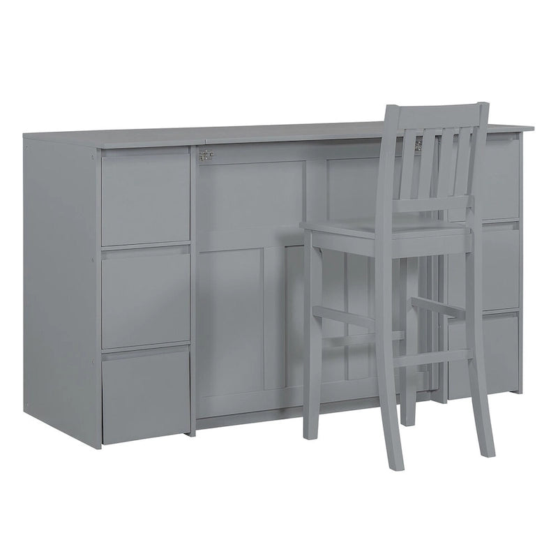 Full Size Murphy Bed with Drawers and High Stools