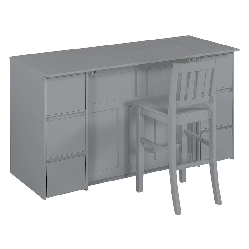Full Size Murphy Bed with Drawers and High Stools