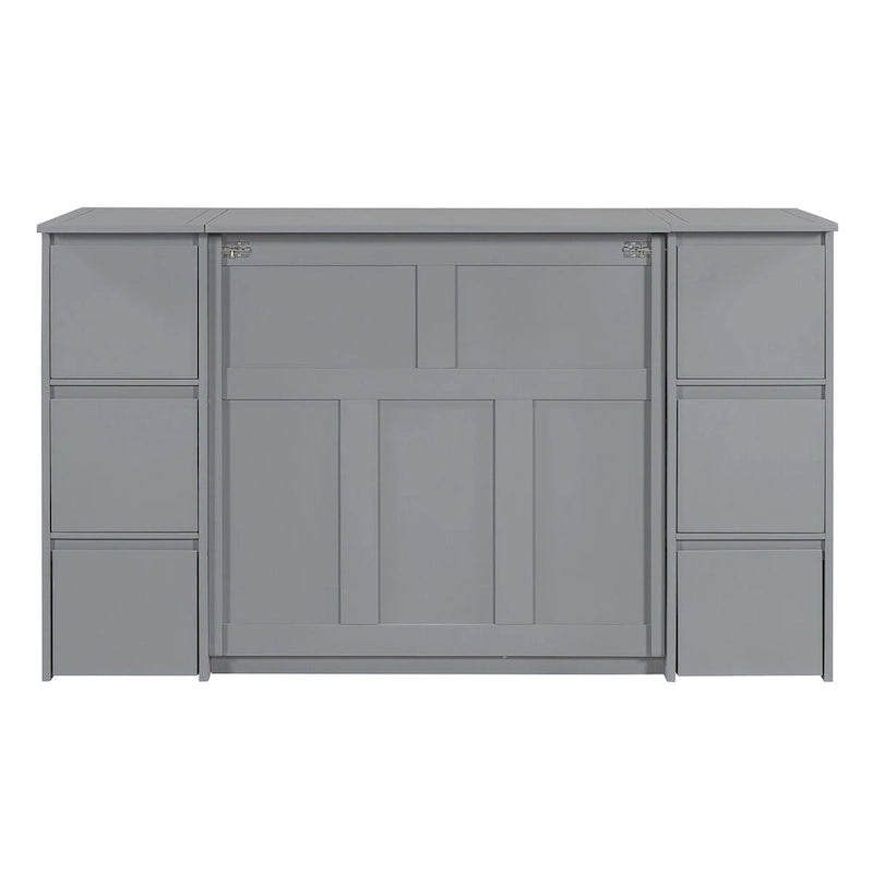 Full Size Murphy Bed with Drawers and High Stools