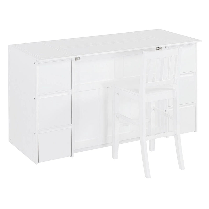 Full Size Murphy Bed with Drawers and High Stools
