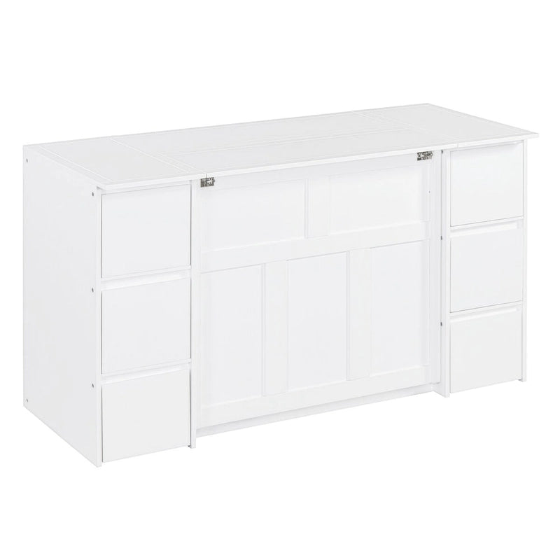 Full Size Murphy Bed with Drawers and High Stools