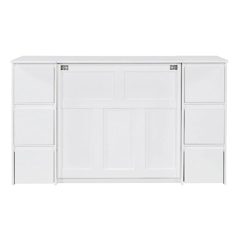 Full Size Murphy Bed with Drawers and High Stools